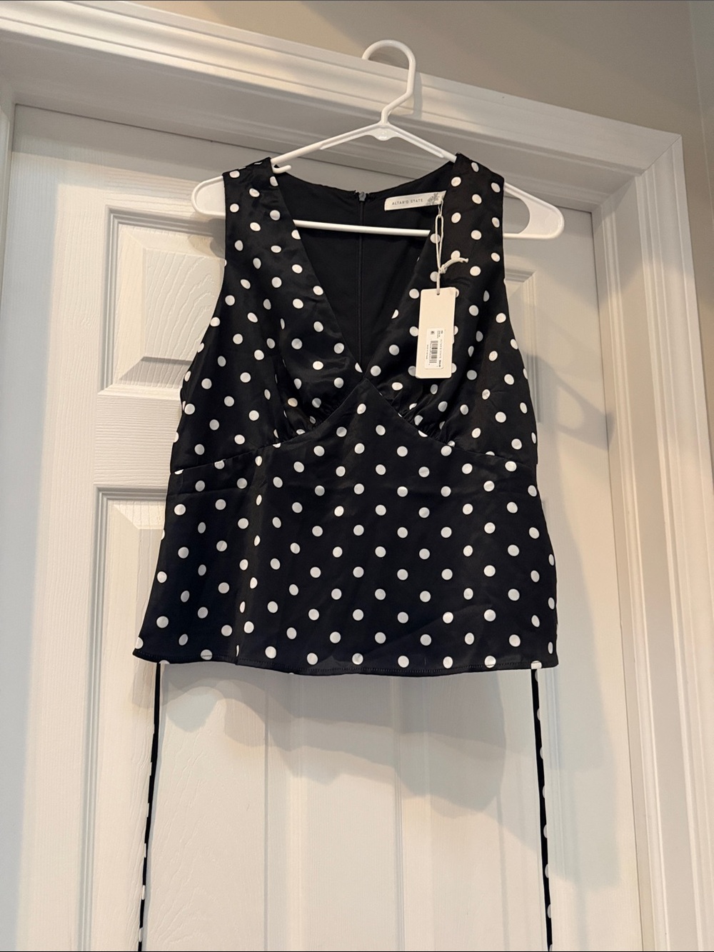 Altar'd State Black and White Polka Dot Wrap Camisole